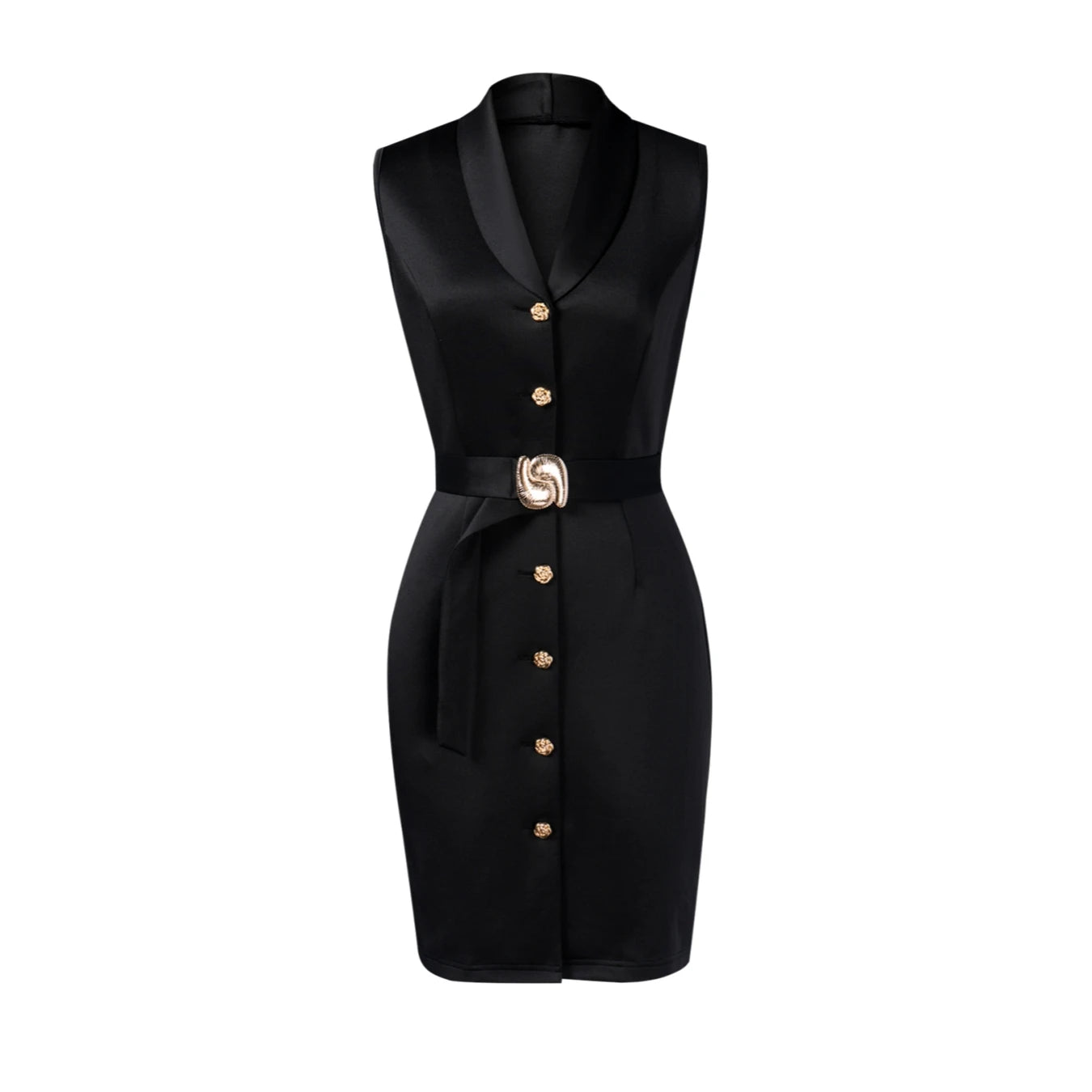 Women Bodycon Midi Dress Sleeveless Lapel Button down Belted Sheath Dresses Spring Summer Fashion Office Business Formal Wear
